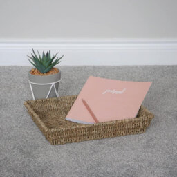 MantraRaj Seagrass Rectangular Storage Tray Hand-Woven for Storage Breakfast Decorative Wicker Tray
