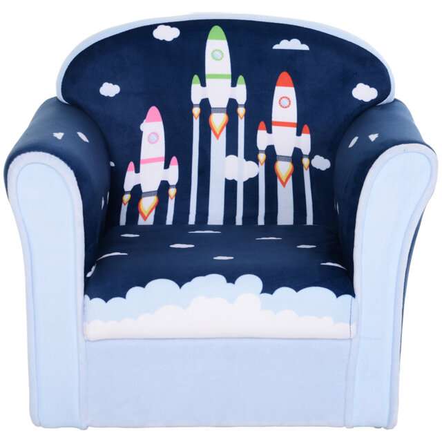 Karlstad Toddler Children's Armchair Kids Sofa Wood Frame Blue