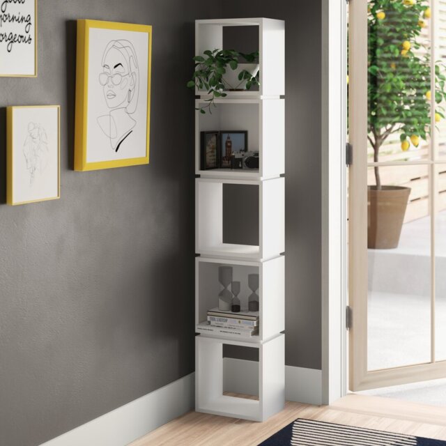 Channelle Freestanding 5-Tier Narrow Bookcase with Modern Design