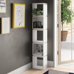 Channelle Freestanding 5-Tier Narrow Bookcase with Modern Design