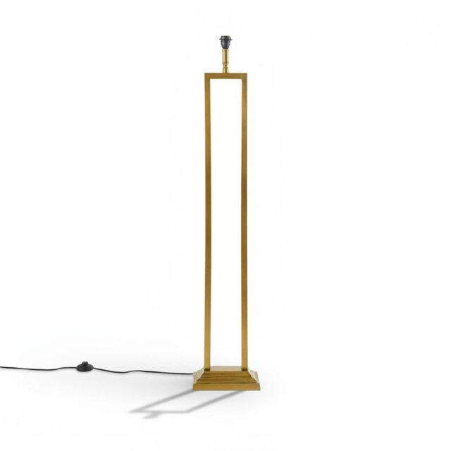 132cm Gold  Floor Lamp Base & Ashurst 46 x 30cm Shade - White