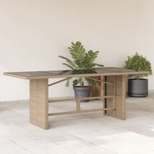 Bartie Rectangular Glass Outdoor Dining Table - 190 cm W 80 cm D