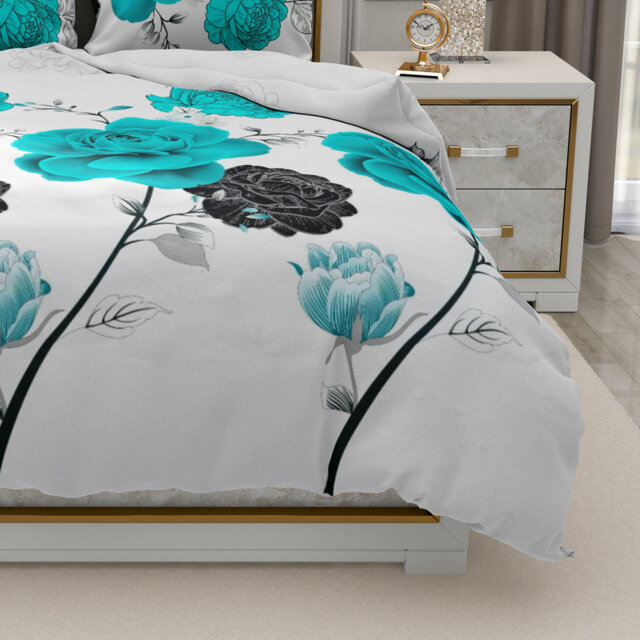 Complete Bedding Set Trendy 3D Printed Floral Design, Ultra-Soft Fabric â Includes Duvet Cover, Fitted Sheet & Two Pillowcase