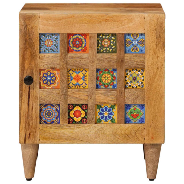 Bedside Cabinet Solid Mango Wood Wooden Table Nightstand Furniture Lamp