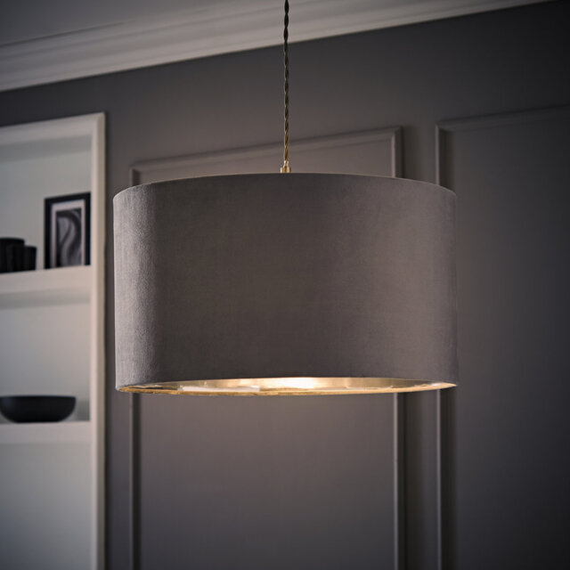 Aidar Linen Blend Drum Lamp Shade ( Slip-On ) in Grey