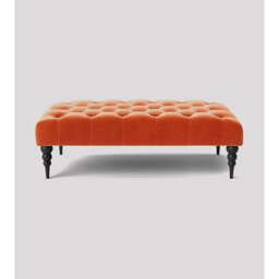 Alyana Rectangle Ottoman Bench with Wooden Legs - Plush Velvet Chesterfield Upholstered Footstool