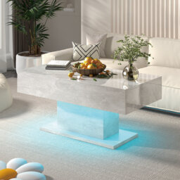 High Gloss LED Rectangle Coffee Table with 2 Drawers