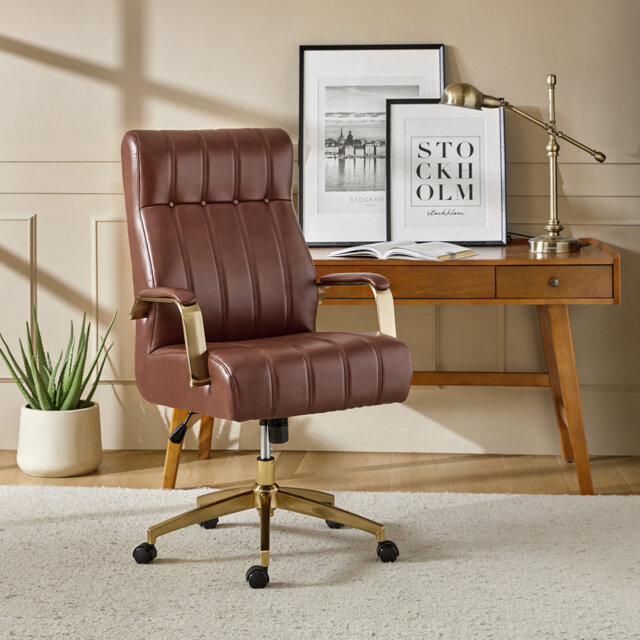 Conan 63.5cm W Mid-Century Modern Office Chair with Height Adjustable