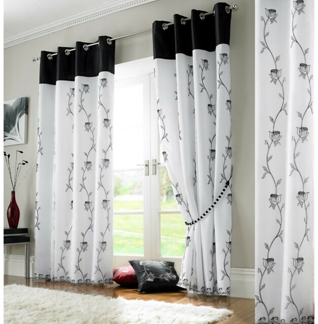 Woodsburgh Tahiti Lined Eyelet Semi Sheer Curtains