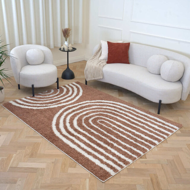 Moodi Modern Shaggy Area Rug Abstract Line Design