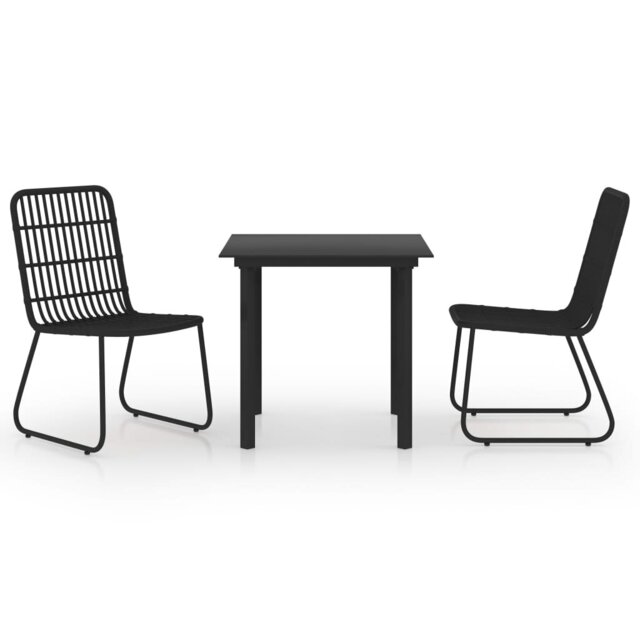 Outdoor Patio Dining Set - 3 Piece - Poly Rattan And Glass Construction - Modern And Elegant Design