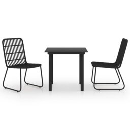 Outdoor Patio Dining Set - 3 Piece - Poly Rattan And Glass Construction - Modern And Elegant Design