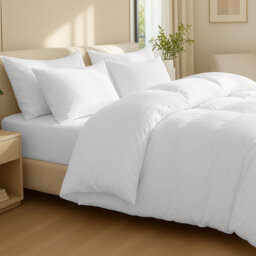 Cotton Solid Colour Duvet Cover Set with Pillow Shams Included