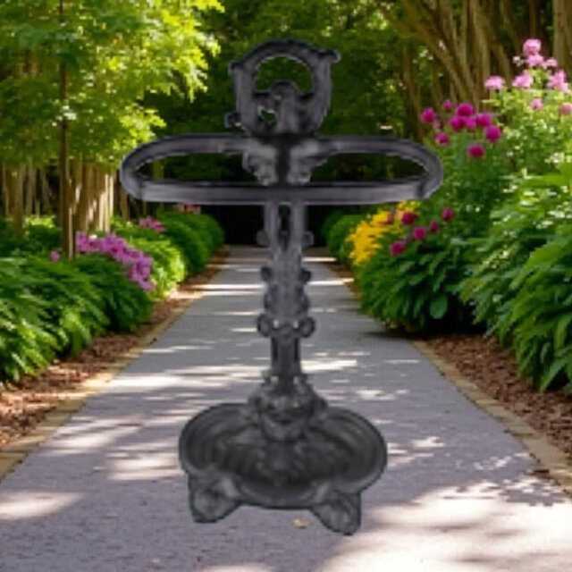 Cast Iron Umbrella Stand Antique Style Hand Finished Freestanding Metal Holder Rack for Entryway Decor