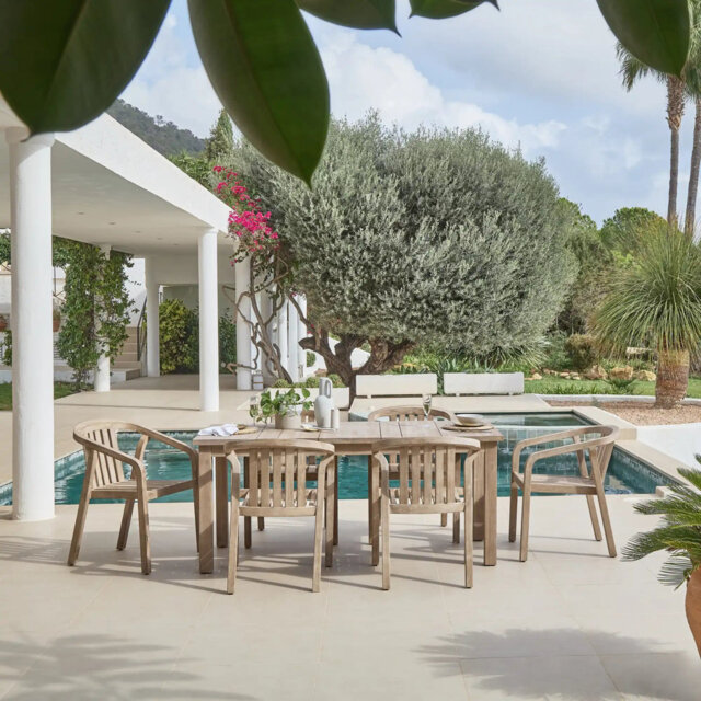 6 Seater Wooden Garden Dining Set with 6 Chairs