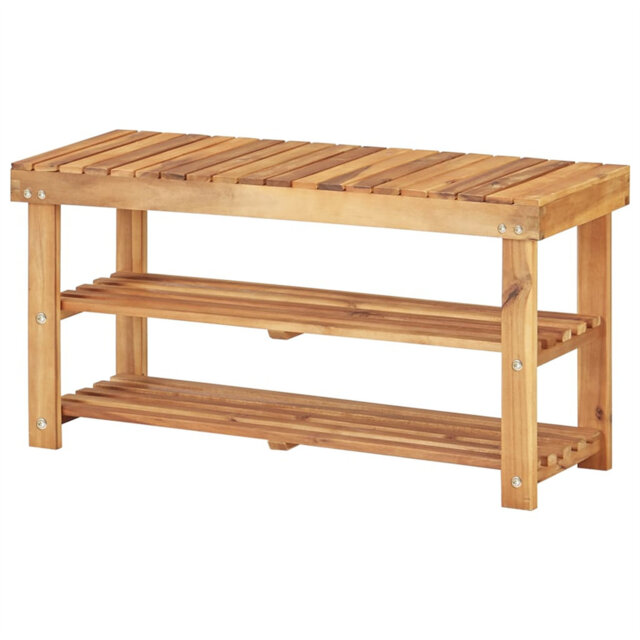 Shoe Rack 90x32x46 cm Solid Acacia Wood