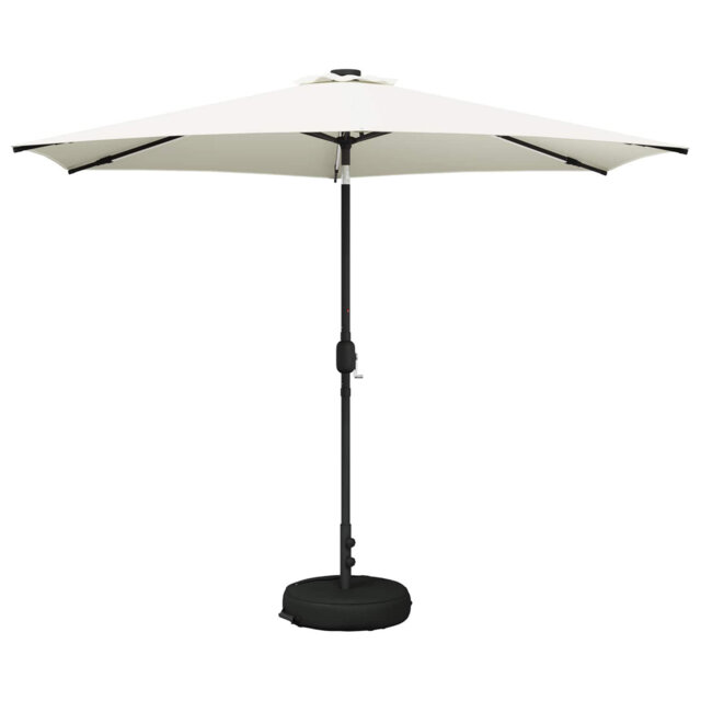 Garden Parasol With LED Lights Polyester Outdoor Shade Patio Umbrella