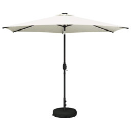 Garden Parasol With LED Lights Polyester Outdoor Shade Patio Umbrella