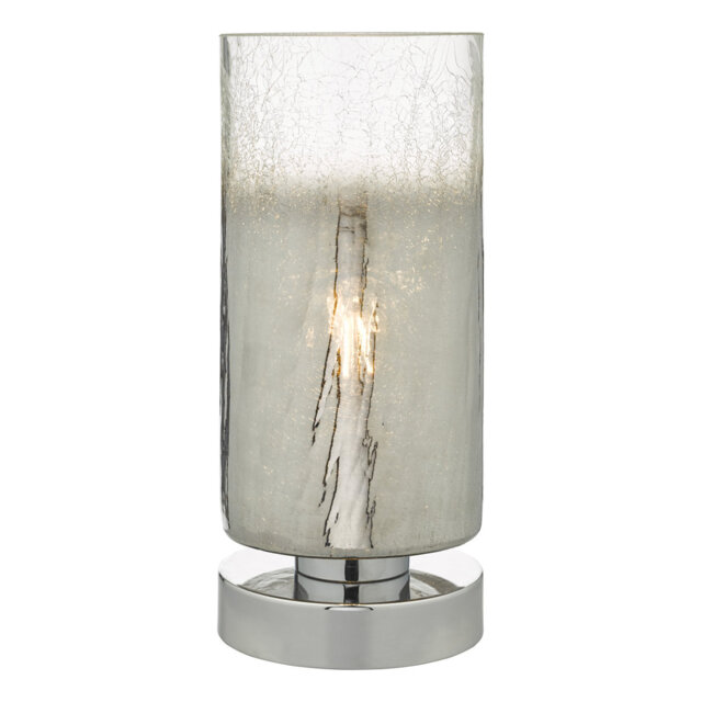 Deena Touch Table Lamp Polished Chrome Crackle Glass
