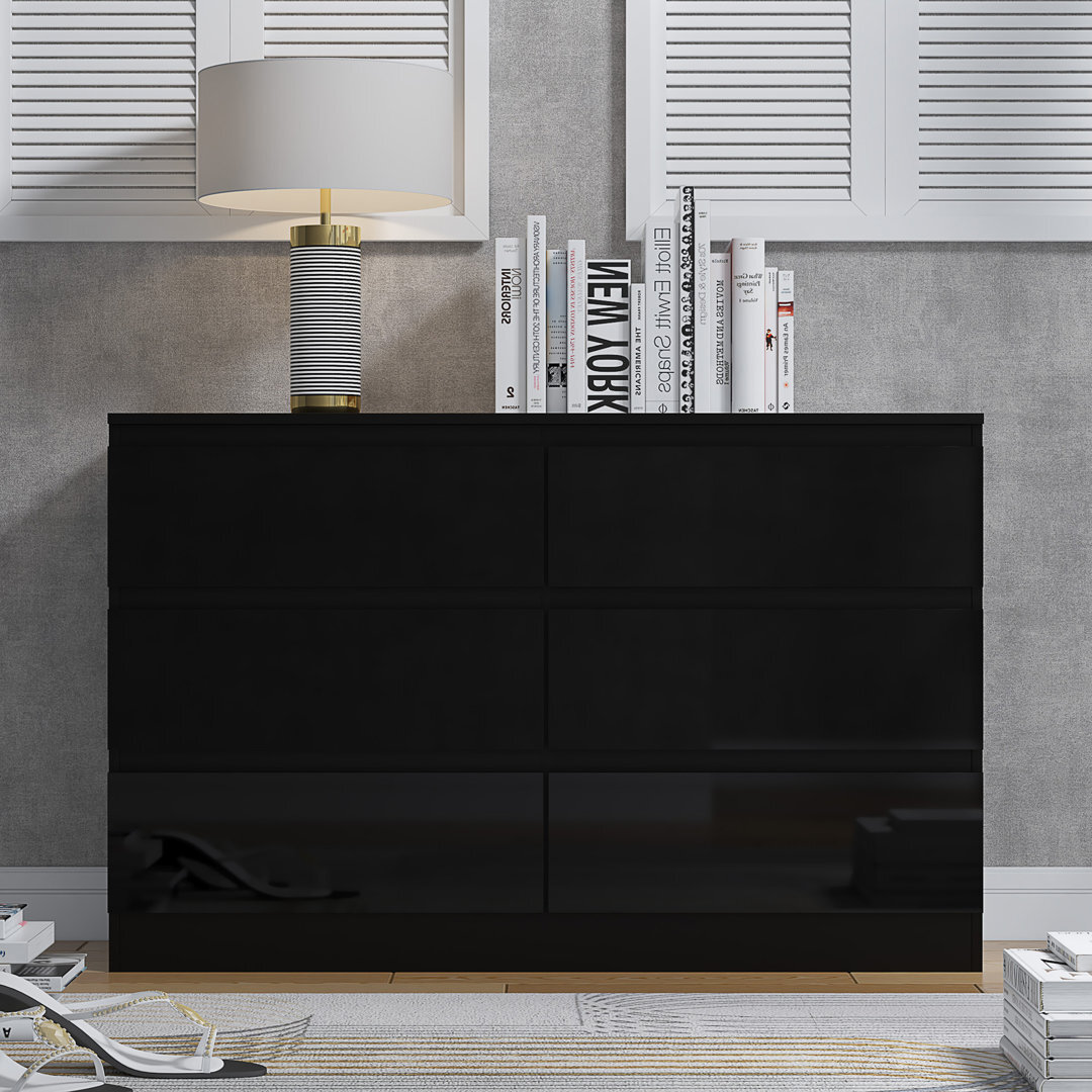 Warren 6 Drawer Wide 3+3 Chest Of Drawers 110cm W Double Dresser by Wayfair  | uFurnish.com