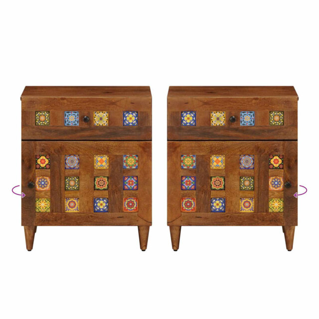 Bedside Cabinet With Drawer Solid Mango Wood Bedroom Furniture Decor
