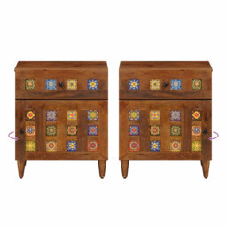 Bedside Cabinet With Drawer Solid Mango Wood Bedroom Furniture Decor