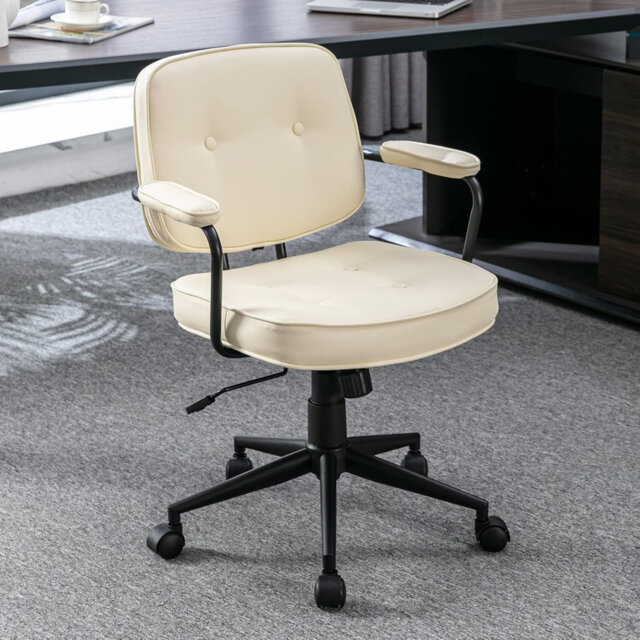 Alizandra Adjustable Office Chair PU Leather Upholstered Office Chair