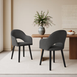 49.5cm H Luxury Fabric Upholstered Dining Chair with Wooden Legs