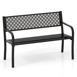 127Cm Black Outdoor Garden Bench Metal Patio Bench