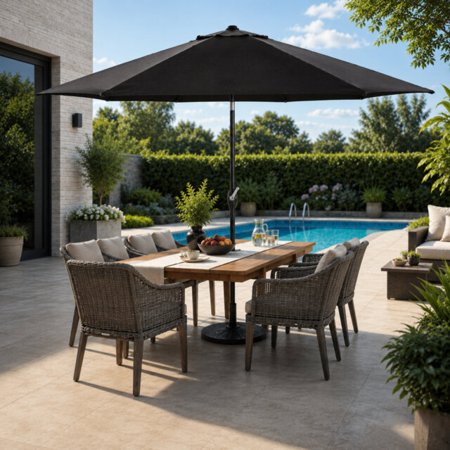 2M Parasol Crank & Tilt 6 Ribs - Silver