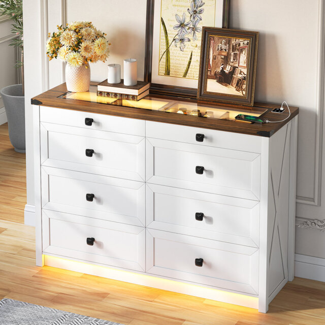 8-drawer 120cm-w Chest Of Drawers With Tri-color Lighting And Motion Sensor