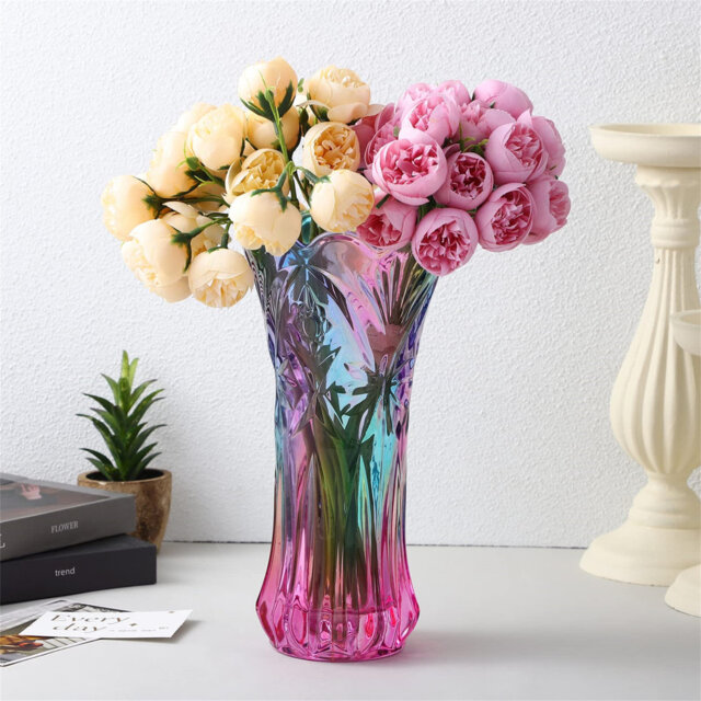Unique Crystal Glass Vase Decorative Rainbow Vase Flower Plant Container