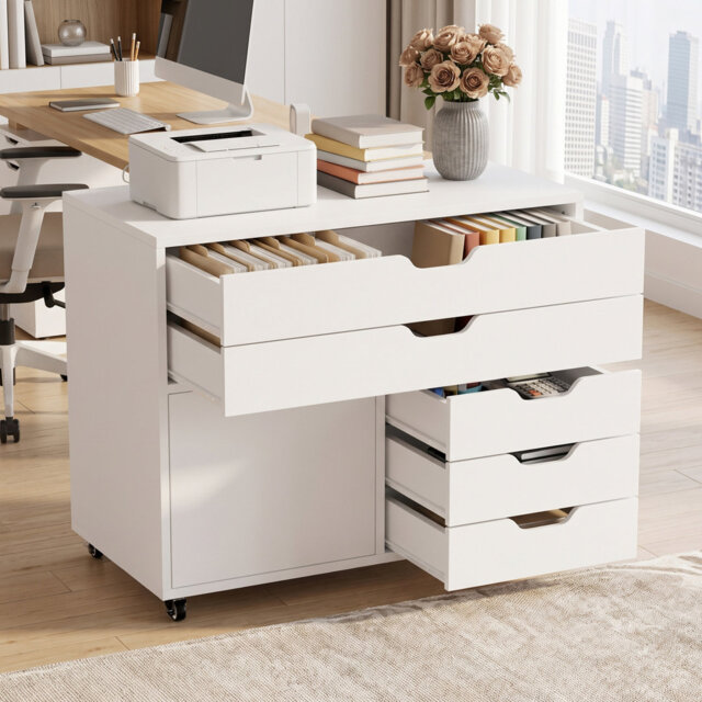 77 cm W 5 -Drawer - Drawer Wheels / Casters included Mobile Filing Cabinet