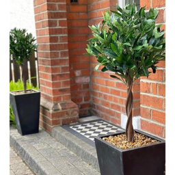 Artificial Topiary Bay Pair Twisted Laurel Ball Trees 120cm 4ft Real Wood Trunk