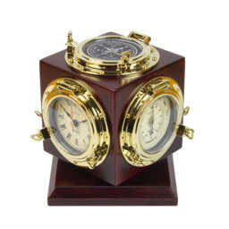 Mousseau Roman Numeral Brass Tabletop Clock Brown