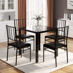 Dorrien Glass Top Metal Base Dining Table