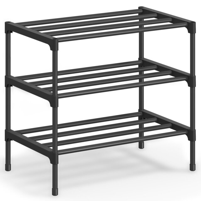 Shoe Rack, 3-Tier Slim Shoe Organiser Shelf, Metal Storage Rack For Hallway, Living Room, Closet, Space-Saving, Stackable, 30 X 45 X 48.5 Cm, Black