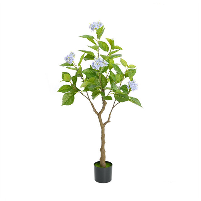 Realistic Faux Hydrangea Tree – Artificial Plant with Lush Purple Blooms – Indoor & Outdoor Decorative Potted Greenery for Home, Office, Living Room –