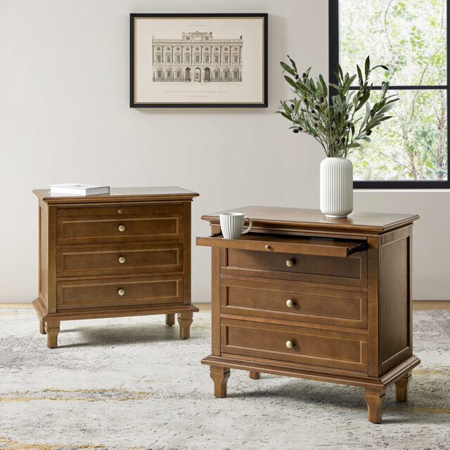 Dominic Country 72cm W 3 - Drawer Bedside Table