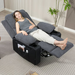 Inbox Zero Upholstered Power Recliner Chair with Heat & Vibration Massage, USB Charging Wall Hugger
