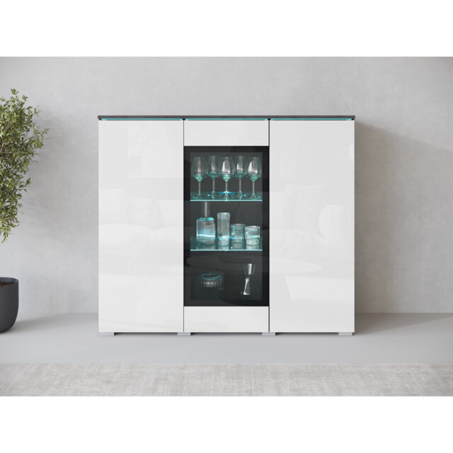 Dejanee Cm, Chest Of Drawers With Glass Panels, With Led Lighting
