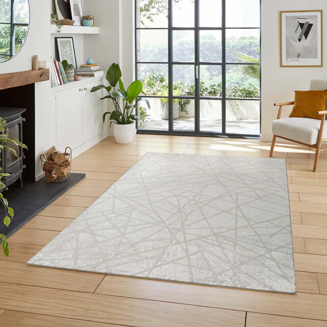 Perla Modern Abstract Living Room Area Rug Soft Metallic Sheen Contemporary Jute Backing Carpet Bedroom Abstract Linear Hallway Runner Axis-Grey 60x22