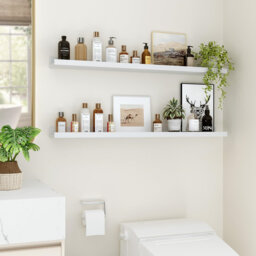 Floating Shelves Set Of 2, Wood Floating Shelves For Wall Mounted Shelf Picture Ledge Shelf Kids Bookshelf For Living Room Kitchen Bedroom Bathroom Bo