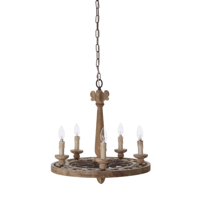 Corbin 5 - Light Wagon Wheel Chandelier