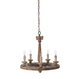 Corbin 5 - Light Wagon Wheel Chandelier