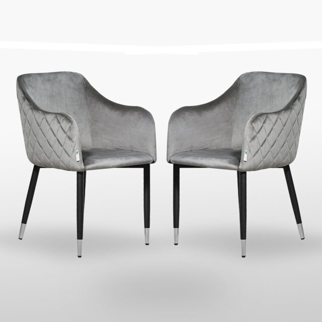 Holdenville Modern Velvet Dining Chairs - Ergonomic Button Back with Metal Legs - Armchair for Living Room Dining Room Restaurants Set of 2