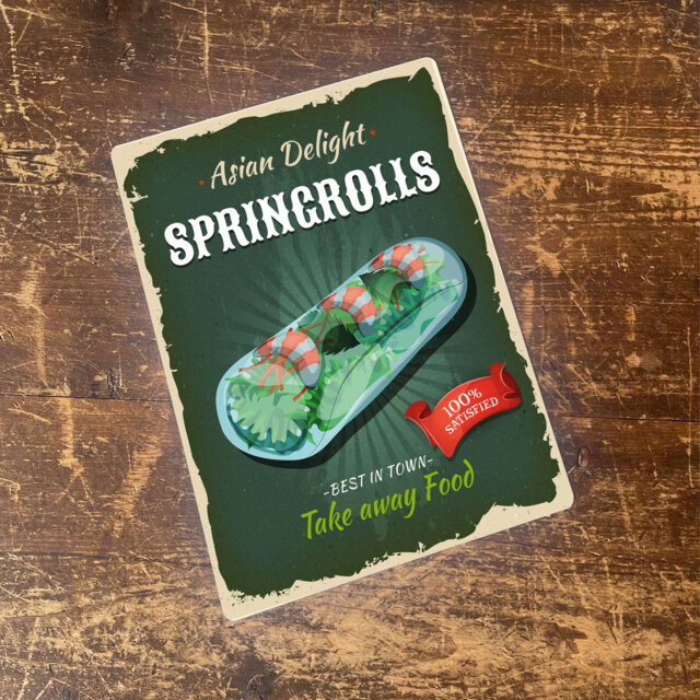 Asian Delight Springrolls Take Away Food Metal Wall DÃ©cor