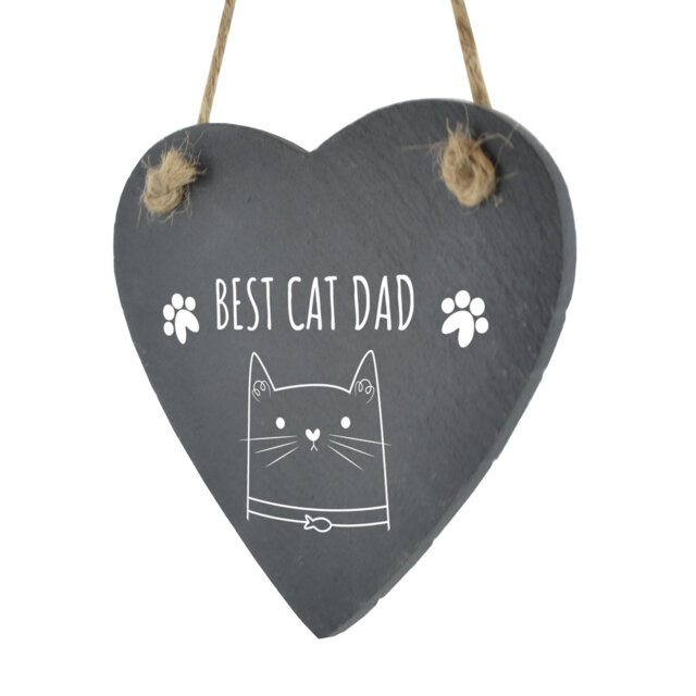 Hedden Best Cat Dad Heart Slate Wall Décor