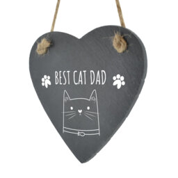 Hedden Best Cat Dad Heart Slate Wall Décor
