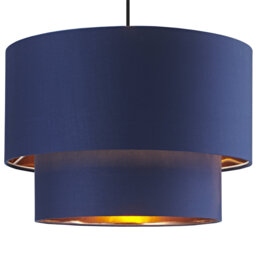 Modern Cotton Fabric Double Tier Ceiling Shade with Shiny Inner
